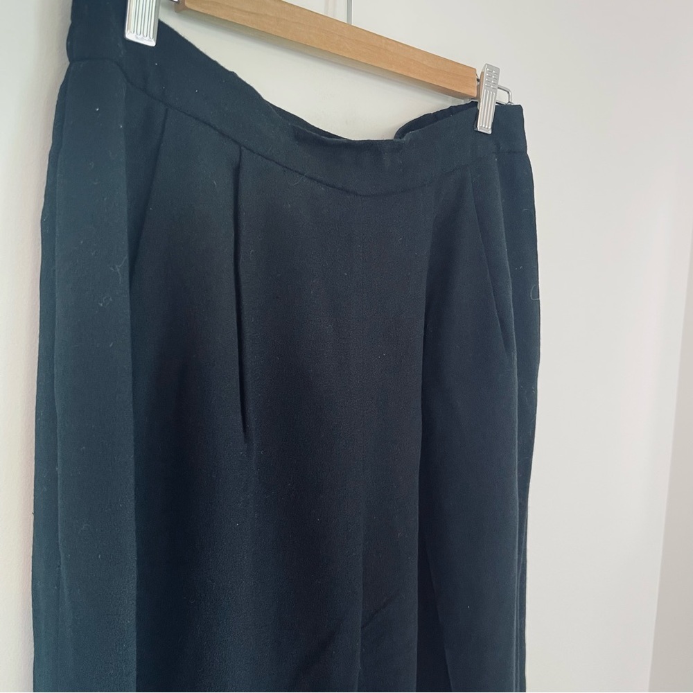 Vintage 100% Wool Black Pleated Trouser, Women's Size 12, Nipon Studios - Picture 4 of 6
